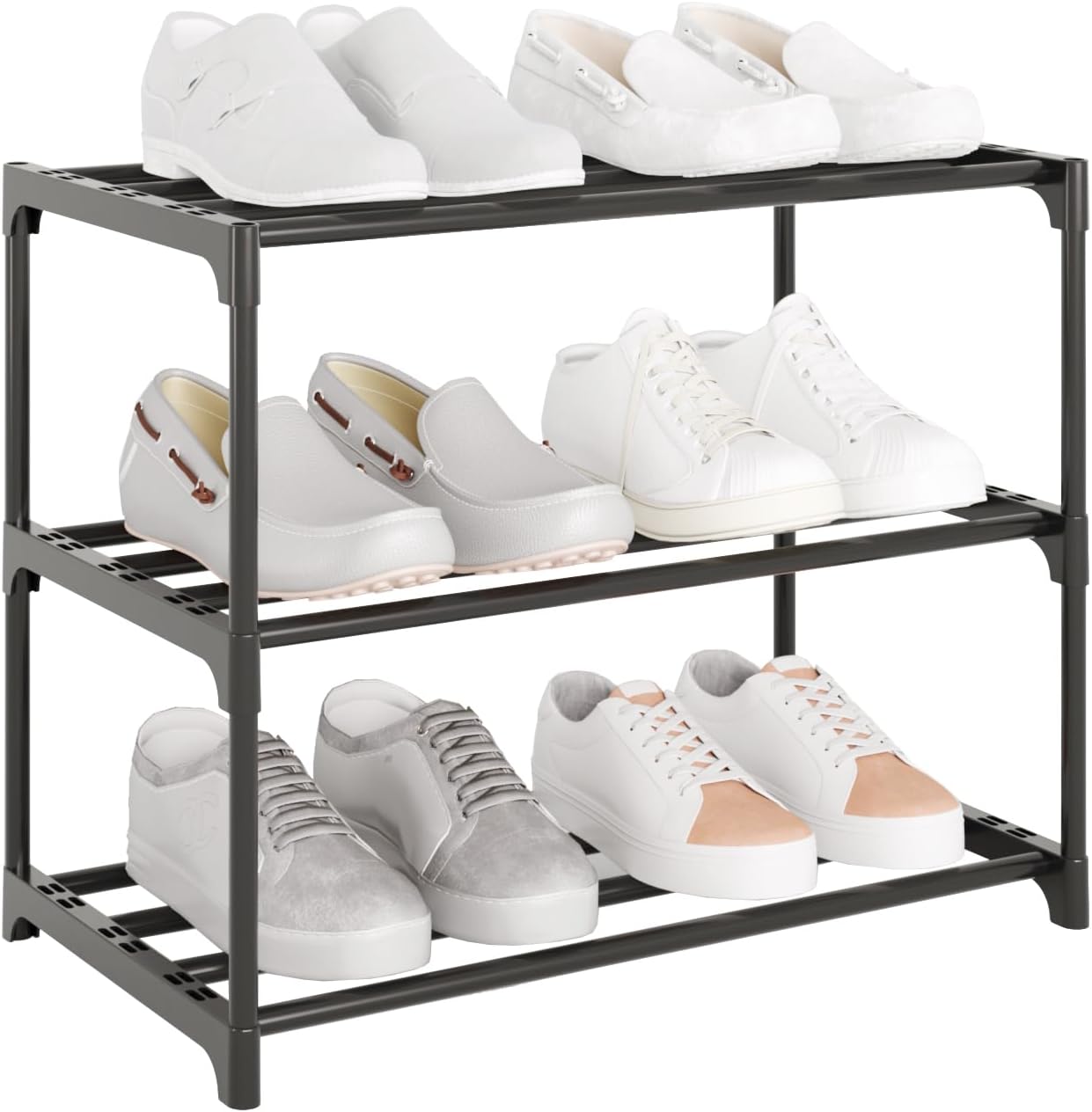 Amazon.com: TAUEHR 4-Tier Small Shoe Rack,Stackable Kids Shoe Organizer ...