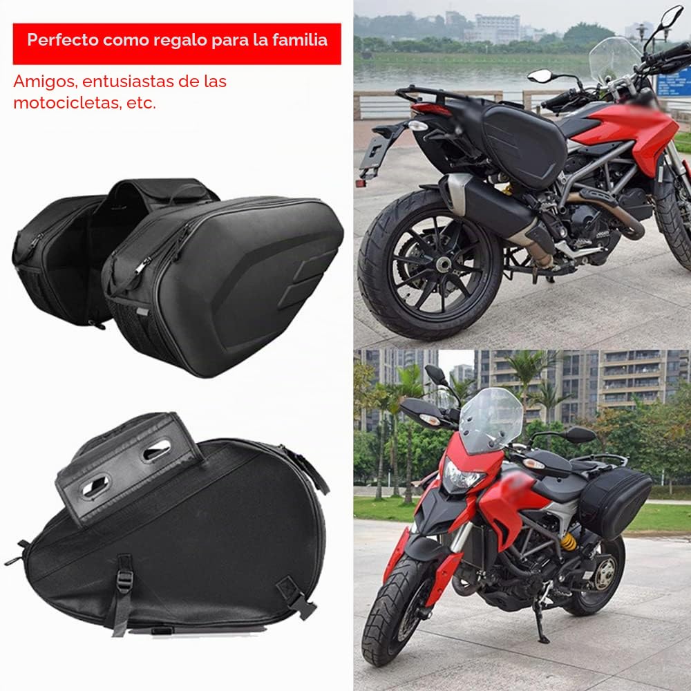 Shkalacar Bolsa para asiento trasero de motocicleta, bolsa de sillín, bolsa lateral, bolsa para bicicleta, organizador, organizador de asiento trasero, universal, 36 – 58 l, con funda impermeable
