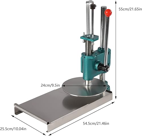 Miniatura 2 de Máquina manual de prensa de masa de pizza, máquina de prensa de pastelería de pizza de 9.5 pulgadas, prensa de pizza de acero inoxidable, diseño de