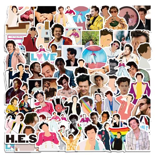 Yangsiw 100 adesivi Harry Styles da campeggio, impermeabili, per bottiglie d'acqua, laptop, skateboard, auto, moto, bicicletta, PS4, valigetta, snowboard …