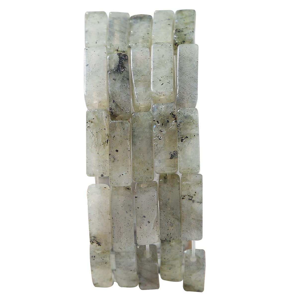 BeadiaNatural Spectrolite Tube Beads 13x4mm 30pcs Rectangle Loose Semi Gemstone Beads for Jewelry Making Design
