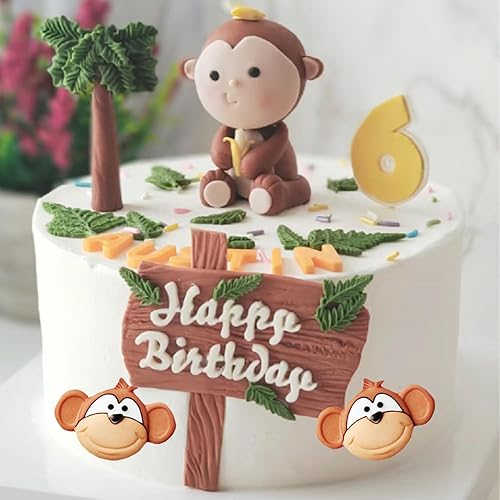 Miniatura 5 de MINFEIDMS Molde de silicona para pastel de mono y plátano para decoración de pasteles, decoración de cupcakes, caramelo y pasta de goma de mascar de