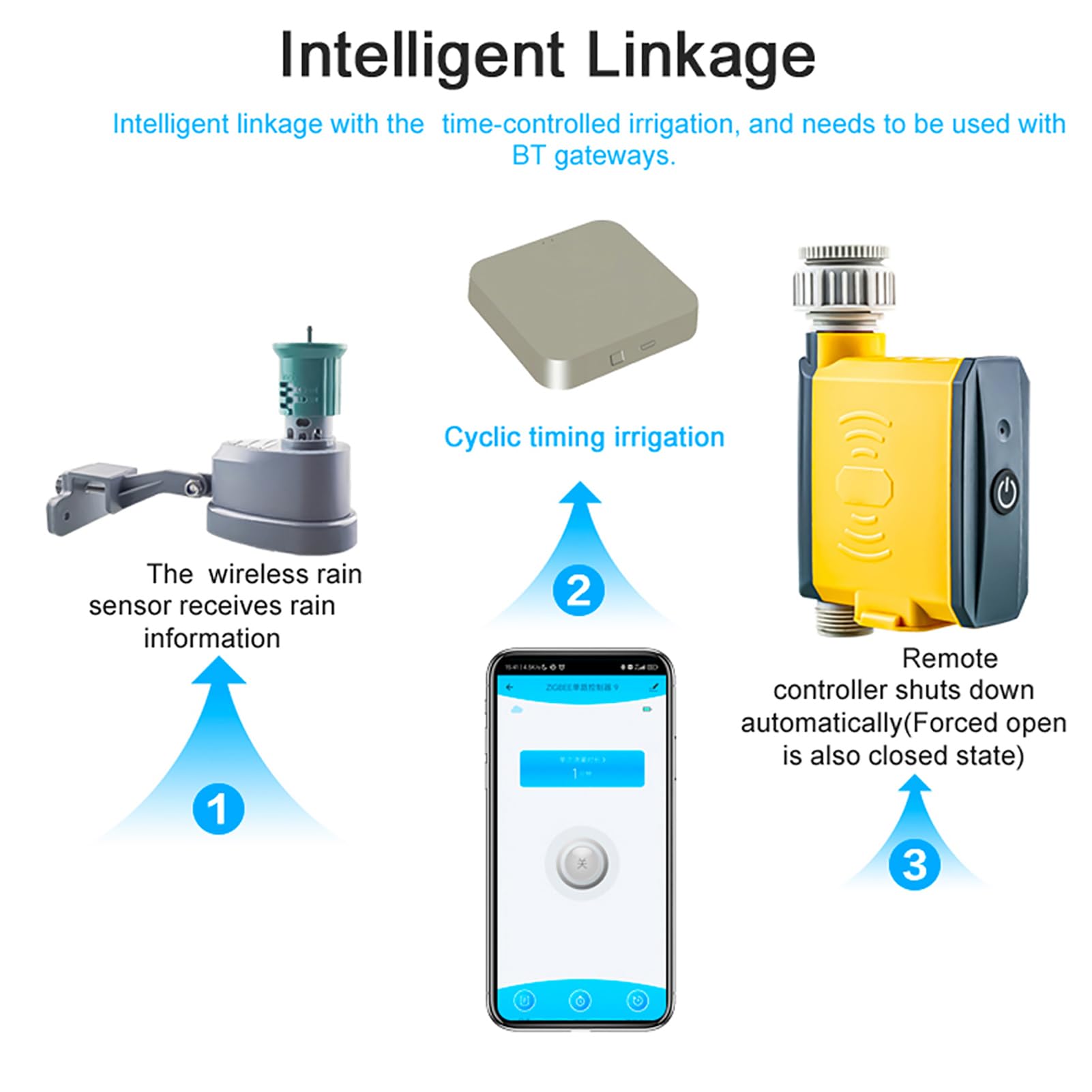 Sensore pioggia con dispositivo di irrigazione a tempo ciclico Collegamento intelligente per il di irrigazione del giardino Richiede gateway BT
