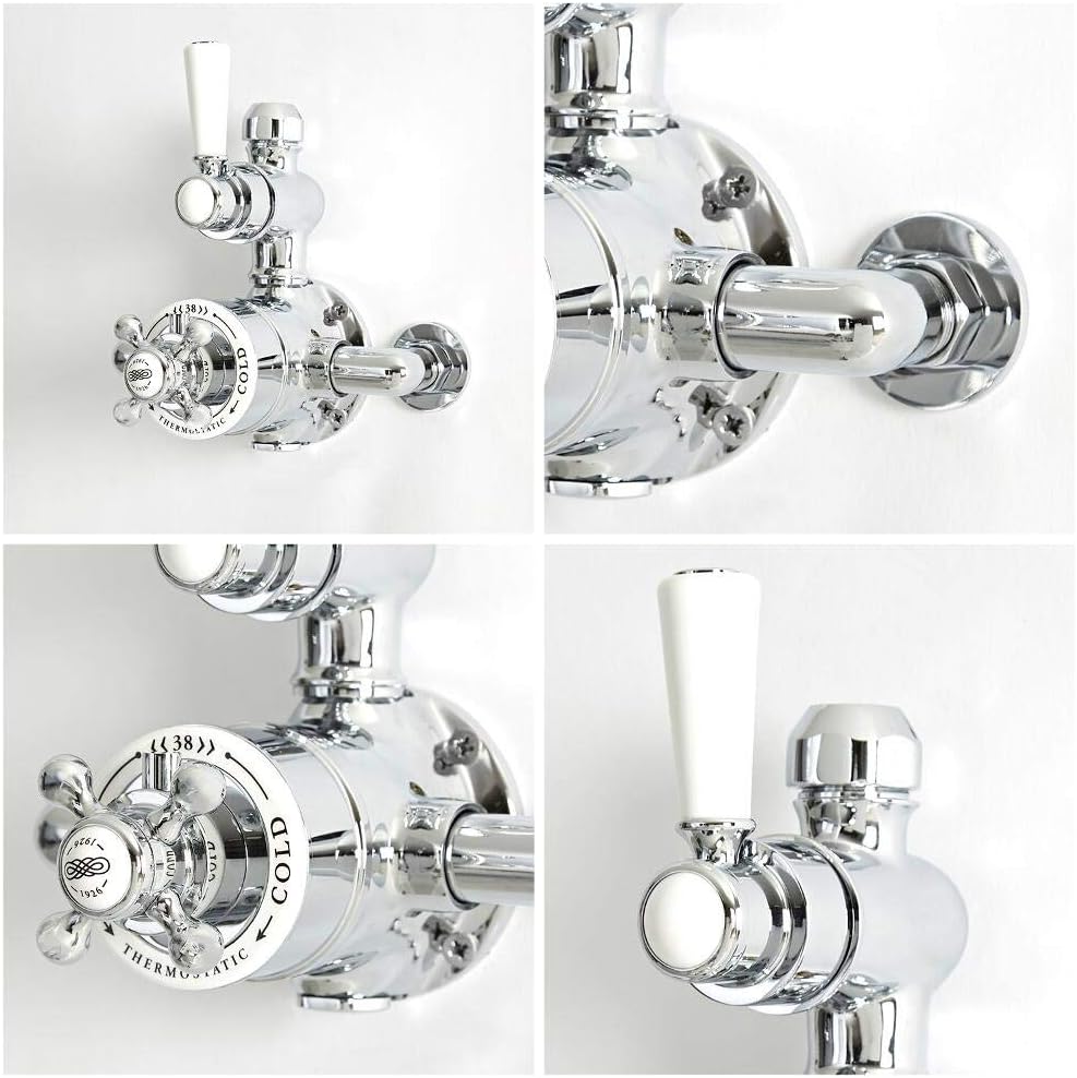 Milano Elizabeth Exposed Twin Thermostatic Mixer Shower Valve – Chrome White