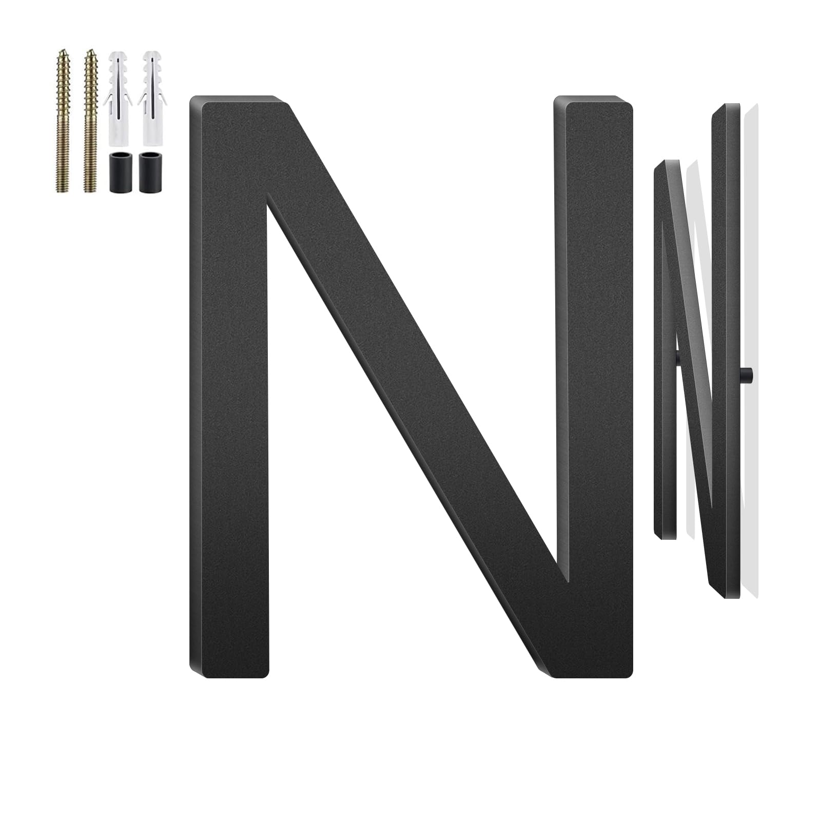 20 Inch Floating House Numbers and Metal Letters for Outdoor Signs, House Numbers for Outside, Aluminum Address Letters and Numbers for Door, Mailbox, Garden, Perfect for Home or Office (Letter N)