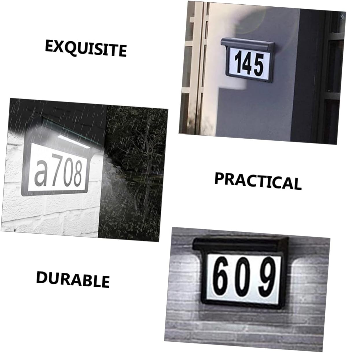 LED Solar House Number Sign Waterproof Solar Lighted Address Plaque for Outdoor Use Energy Saving