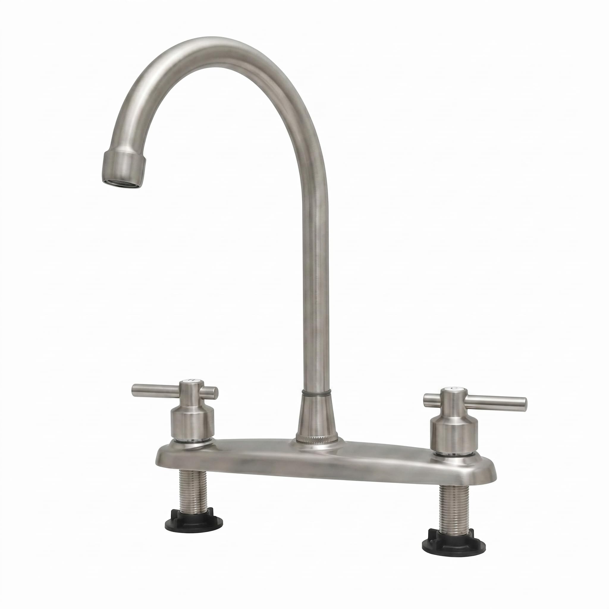 Grifo de cocina, grifo de fregadero de cocina no metálico de repuesto con dos asas, cuerpo principal de 8 pulgadas, arco alto, giro de 360 grados, repuesto para autocaravanas, remolques de