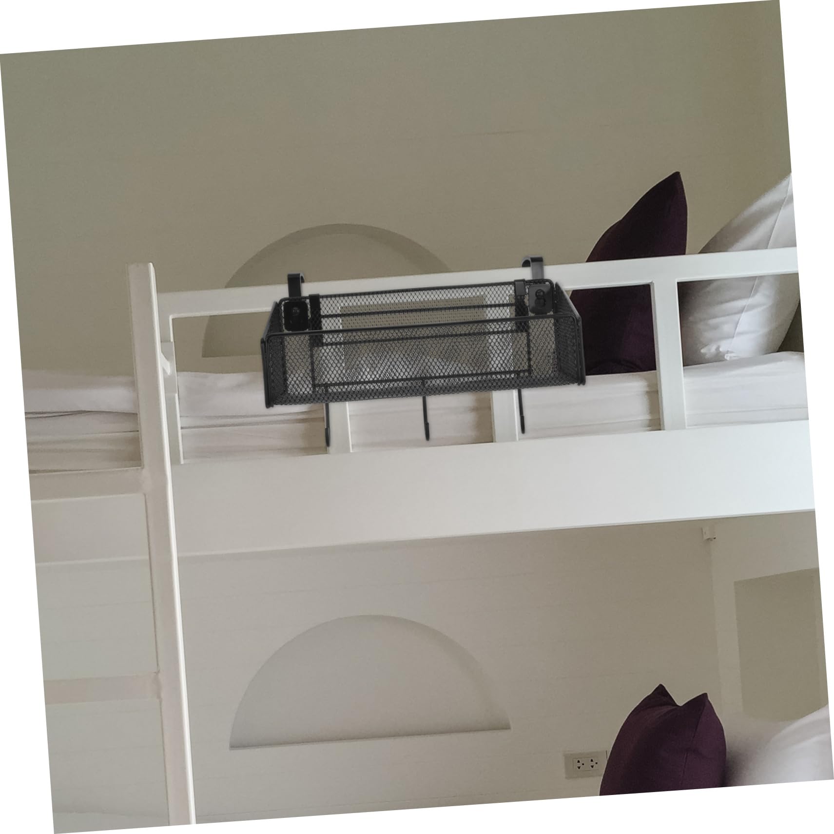 PRETYZOOM Metall Hängender Organizer für Bett mit 5 Paar Abnehmbaren Haken Praktischer Nachttisch Aufbewahrungskorb für Studentenwohnheim und Büro in Schwarz