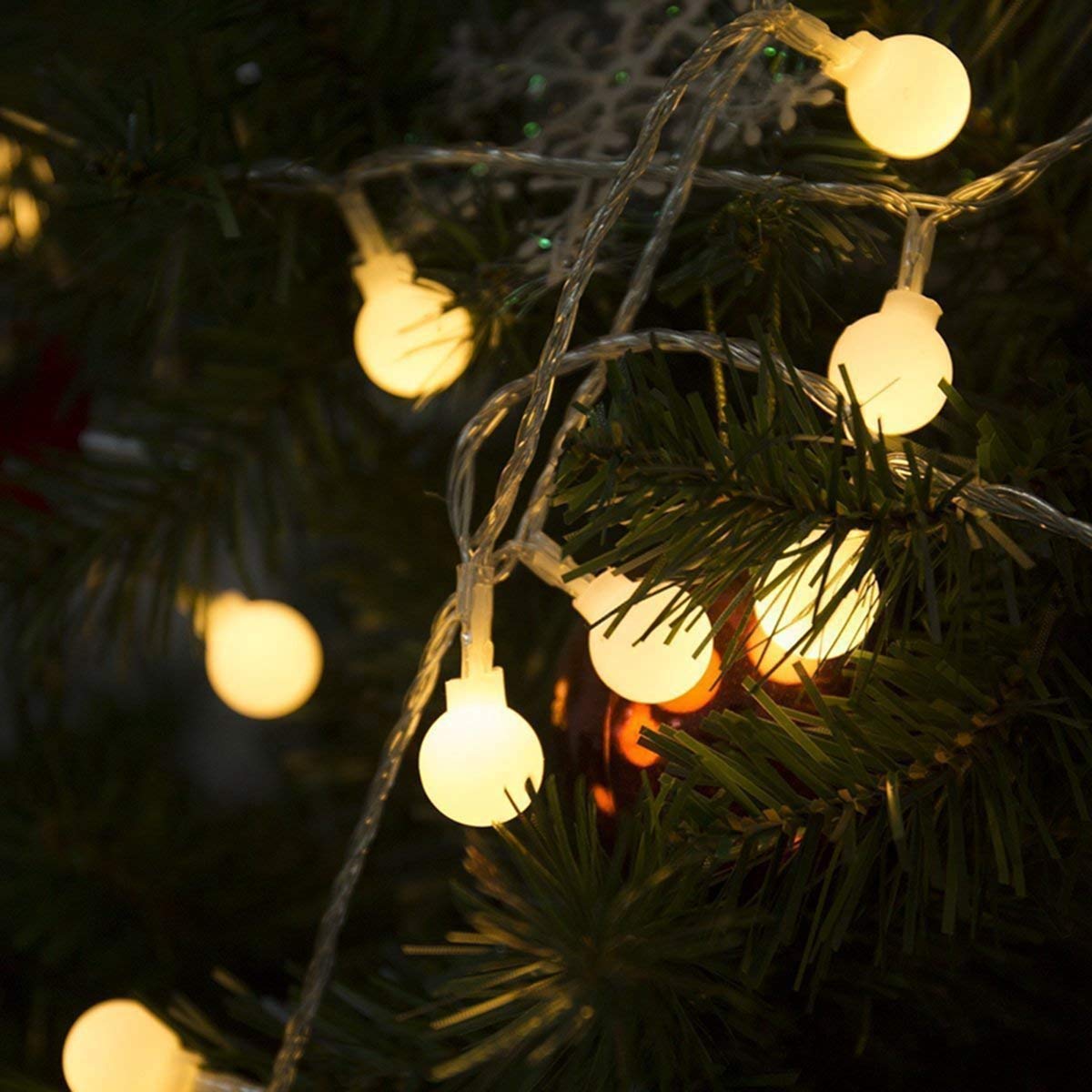 Guirnalda LED decorativa de 6 m, 10 m, 20 m, 30 m y 50 m, bolas luminosas, cinta LED para decoración de bodas y Navidad (50 m, blanco cálido)