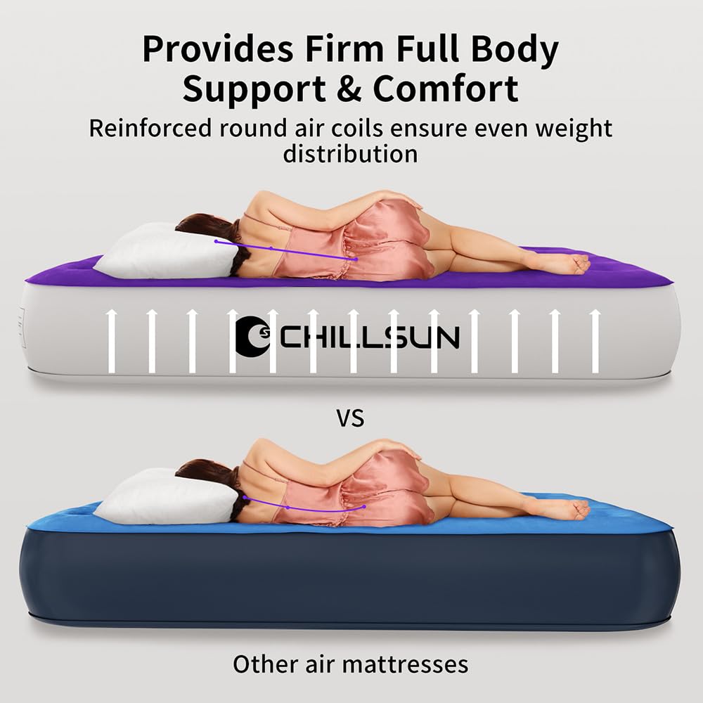 Colchão Ar CHILLSUN Queen - Bomba Embutida Para Camping E Casa