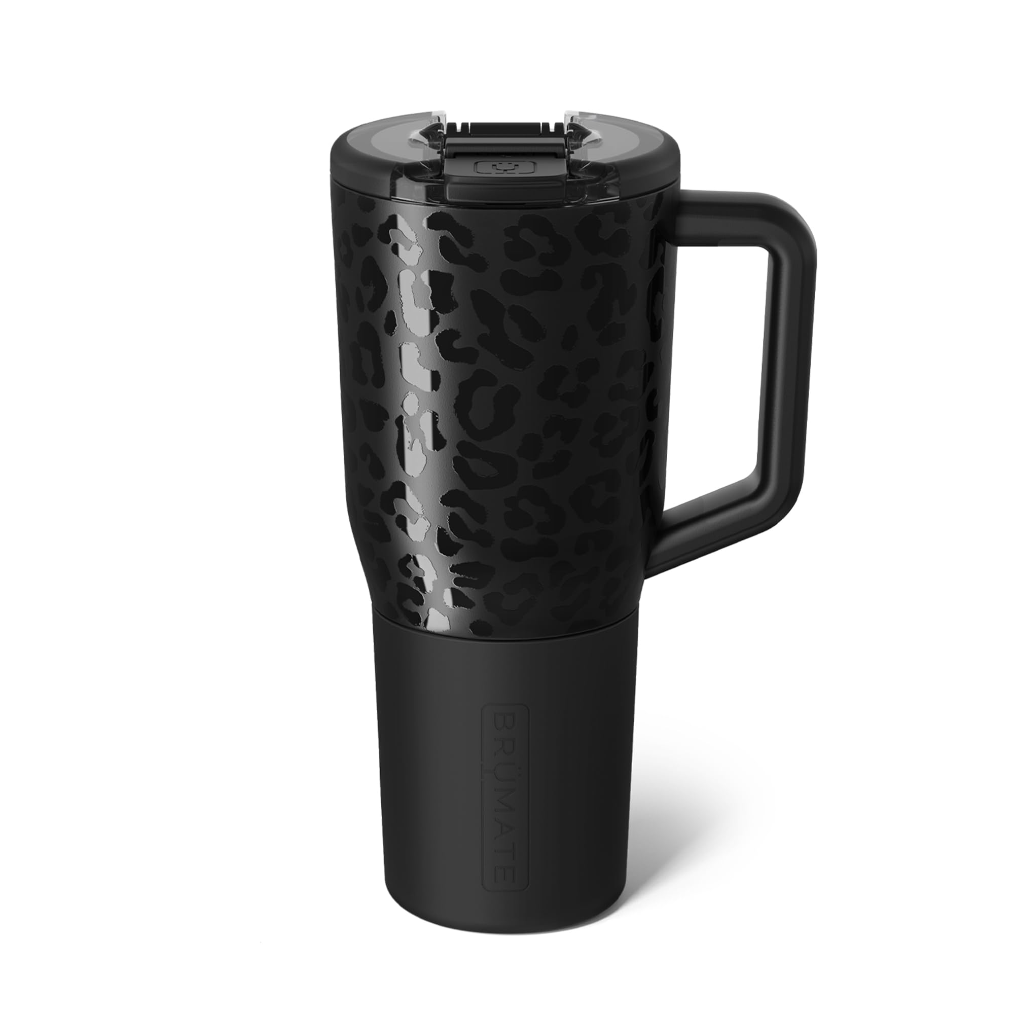 Müv - 35oz 100% Leak Proof Insulated Coffee Mug with Handle & Lid - Stainless Steel Coffee Travel Mug - Double Walled Coffee Cup (Onyx Leopard)