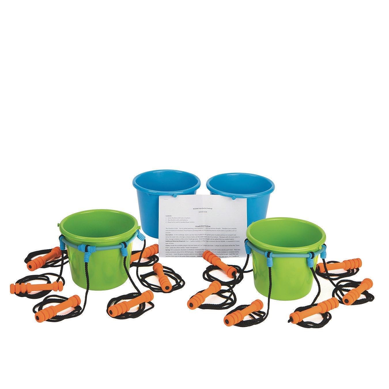 S&S Worldwide Team Bucket Challenge. Team Building Activity for 8 to 24 Kids or Adults with 4 Buckets, 2 Bucket Holding Rings, 6 Carry Ropes Per Ring and Activity Guide. Great for Field Days.