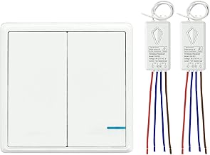 Thinkbee Wireless Switch Light Switch Set, Waterproof Wireless Light Switch Remote Control up to 600 m Controlled Devices up to 1000 W Easy Installation -30–75 ℃