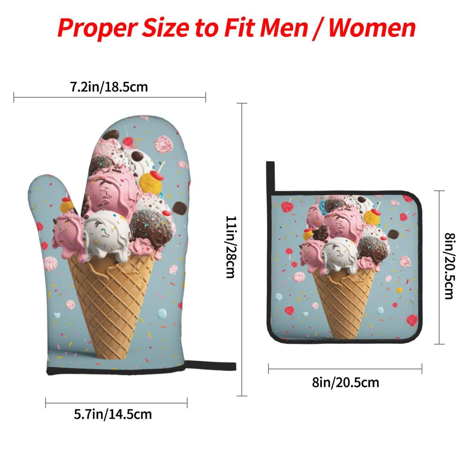 4 Pcs Oven Mitts and Pot Holders Set 500°F Heat Resistant Oven Gloves and Hot Pads Kitchen Mittens Cooking Gloves Potholders for Baking Grilling BBQ