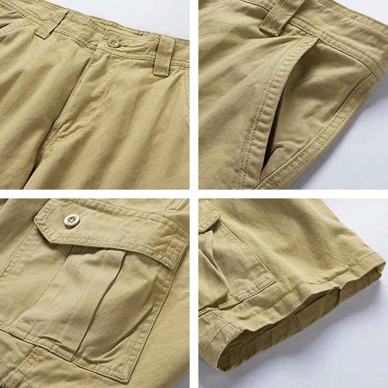 Pantalones cortos de verano para hombre, estilo casual, clásicos, de algodón, con múltiples bolsillos, transpirables