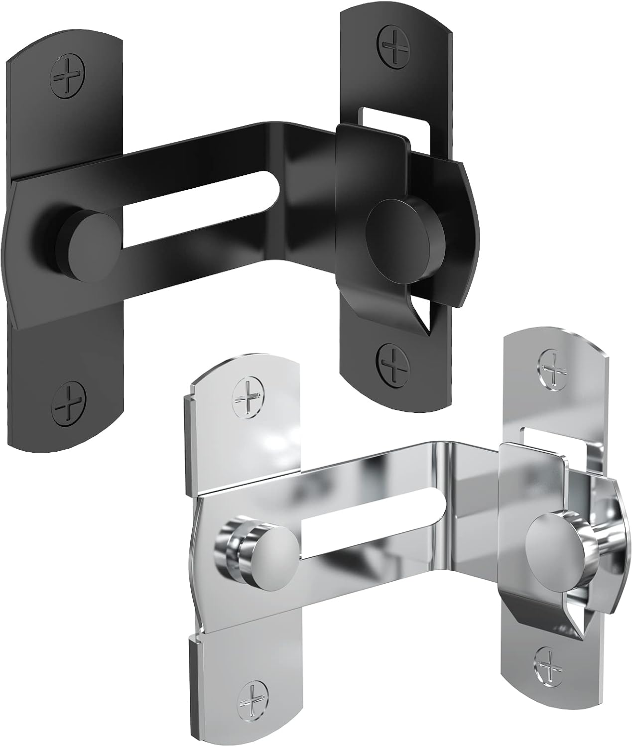 90 Degree Flip Barn Door Lock, Protect Privacy - Security Gate Latch, Hook Lock Latch for Barn, Garden, Bathroom, Outdoor, Garage, Window, Sliding Door, Black