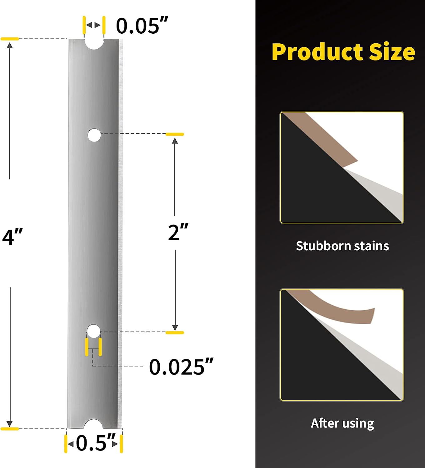4 inch Scraper Blades 60 pcs Replacement High Carbon Steel Razor Blade for Scraper to Remove Paint Wallpaper Sticker Adhesive Labels(6 boxes)