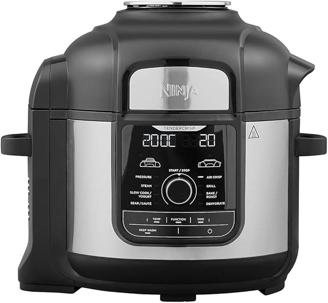 Ninja Foodi MAX Multi-Cooker [OP500UK], 9-in-1, 7.5L, Electric Pressure Cooker and Air Fryer, Brushed Steel and Black