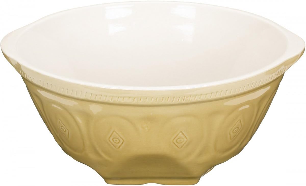 KitchenCraft Home Made Extra Large Mixing Bowl, Traditional Design, Ceramic, Beige, 4.5 Litre