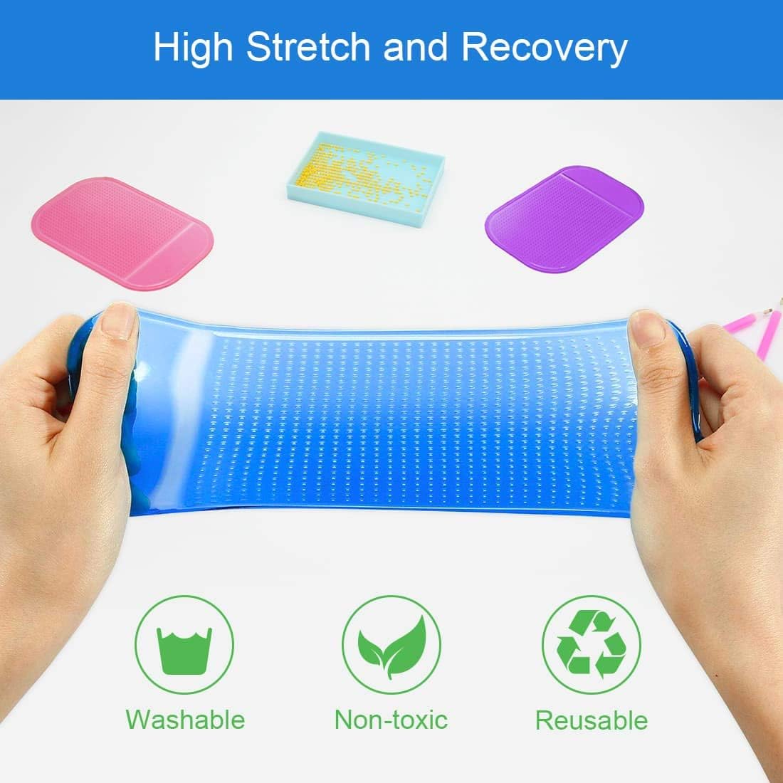 6Pcs Anti-Slip Tools Sticky Mat for Diamond Art Painting Tray Sticky Gel Pad Non-Slip Universal Mount Holder for Tray 5D Diamond Painting Tools Accessories for Adults