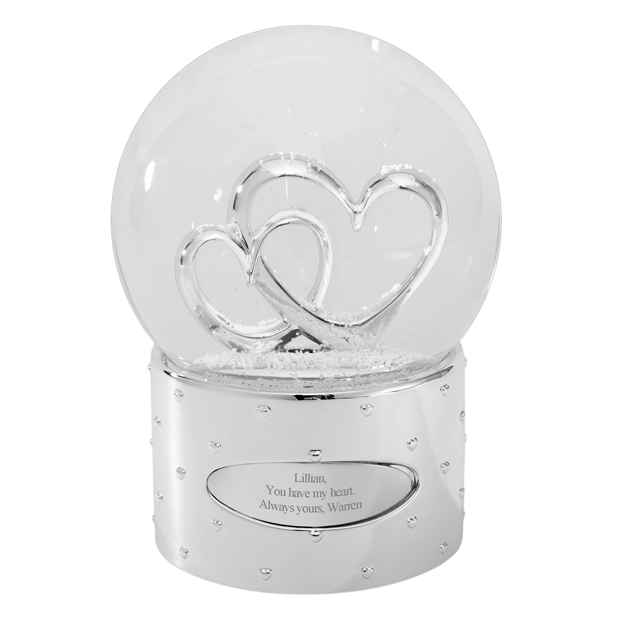 THINGS REMEMBERED Engraved Two Hearts As One Snow Globe (Free Customization)