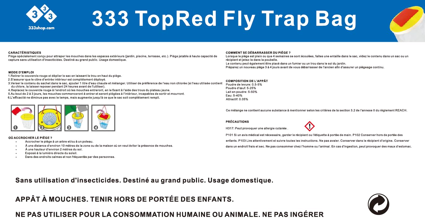 Pack 10 Unidades 333 TopRed Fly Trap Bag Trampa para Moscas