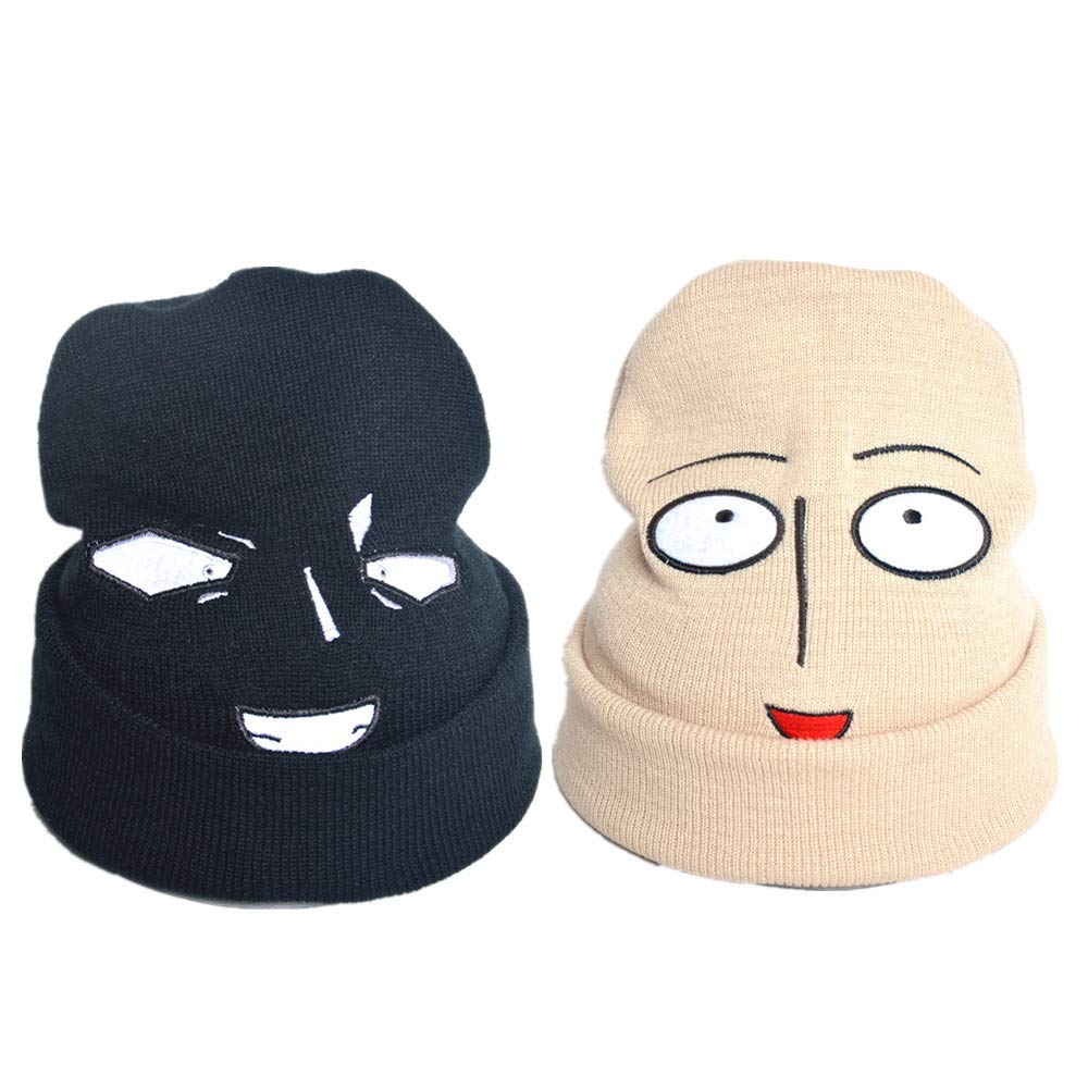 MIUNIKO 2PCS One Punch Man Saitama Knit Caps Sport Beanie Hats Cosplay Costume Accessories for Couples