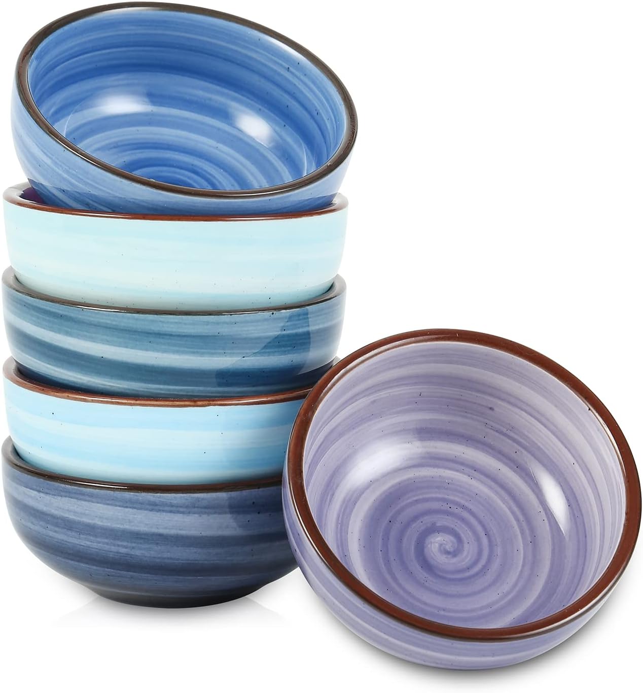 SelamicaCeramic Dipping Bowls, 2.7 Oz Soy Sauce Dish Set, 3 inch Small Dip Bowls, Mini Bowls for Side Dish, Appetizers, Sushi, BBQ, Ketchup, Set of 6, Gradient Blue