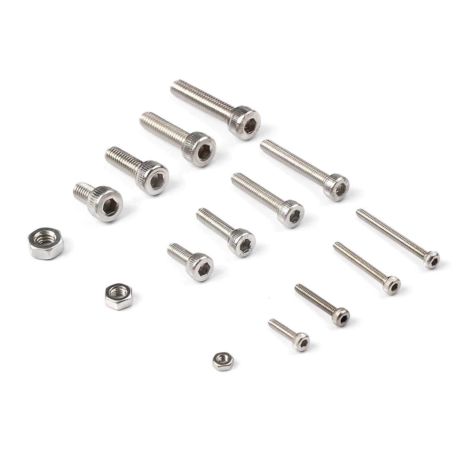 Kit Surtido de 480 Tornillos y Tuercas de Cabeza Hueca Hexagonal de Acero Inoxidable 304 M2 M3 M4