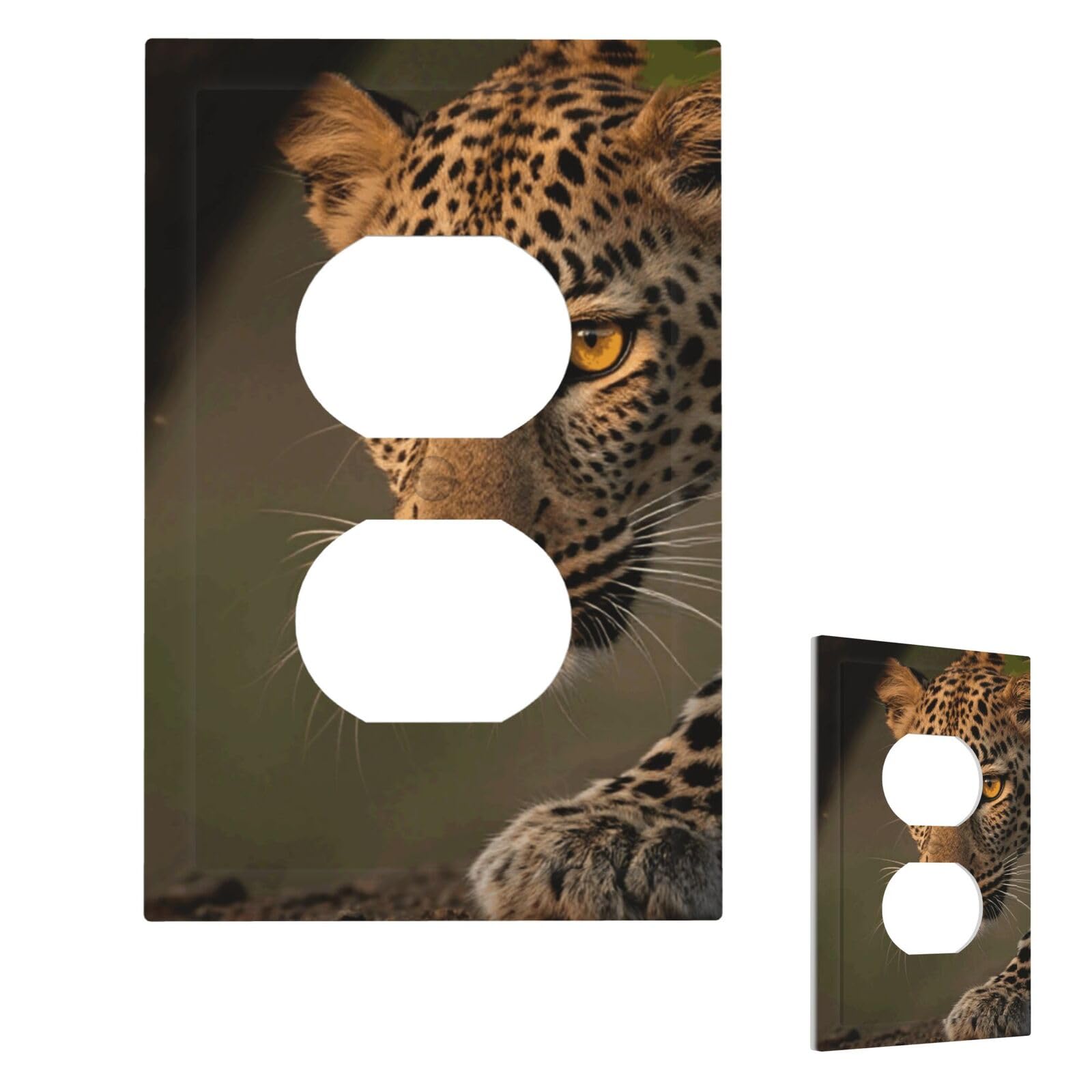 Fekiloot Duplex Cheetah Wall Plate Cover Modern Decorative 1 Gang Light Switch Cover Unbreakable Receptacle Outlet Covers For Living Room Bedroom Home Decor