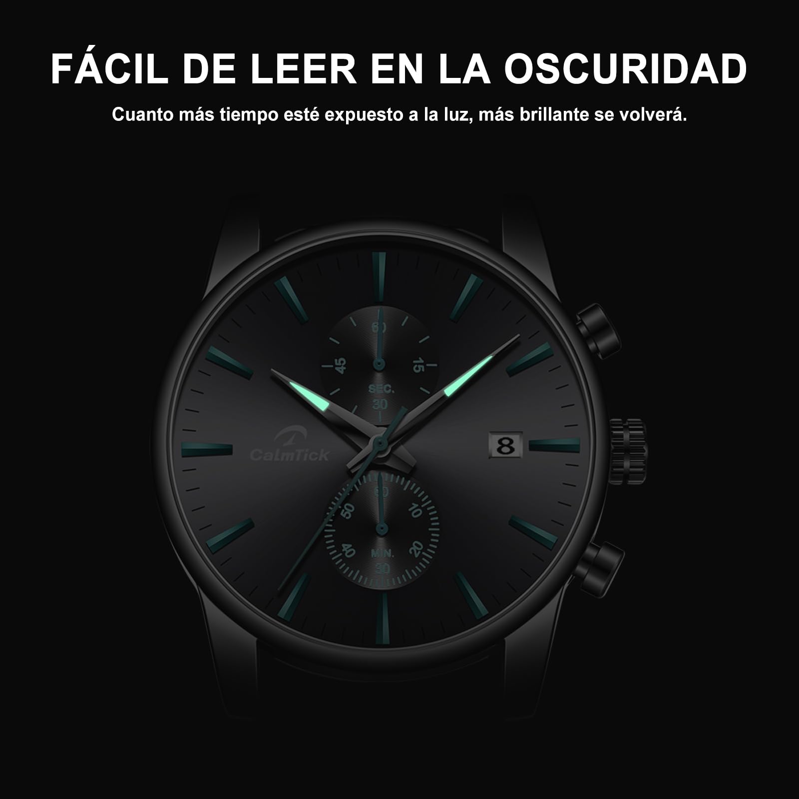 Orologio al quarzo da uomo, lancette luminose, indicatore della data, quadrante cronografo, resistenza all'acqua 30 m, movimento giapponese VD51, orologio classico casual business