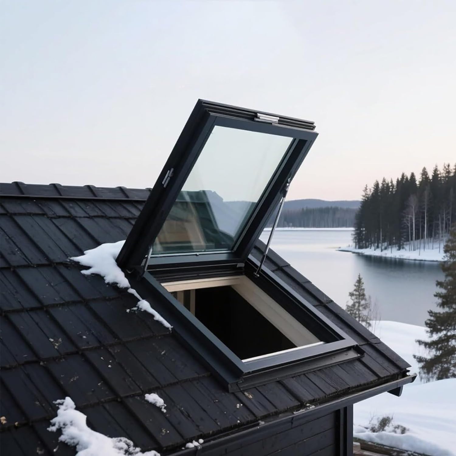 MESCXTY Skylight Sloped/Flat Roof Window, Heavy Duty House Aluminium Alloy + Double Glass Skylight, for Attic,Basement,Sun Room(LxW 50x80cm/19.7x31.5in)