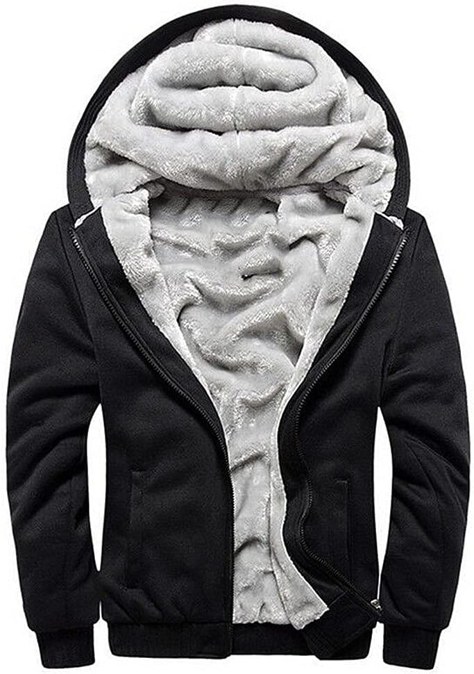 Men's Hoodies Full Zip Fleece Jacket Coat Winter Warm Oversized Zip Up Hooded Top with Pockets