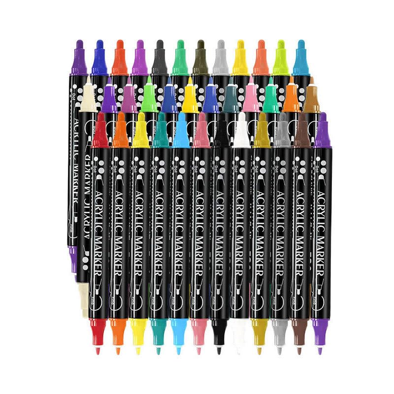 JUN-ELECTRON 72 Color Acrylic Paints Pens, 36Pcs Dual Tip Paint Markers With Dot Tip and Brush Tip for Rock Painting