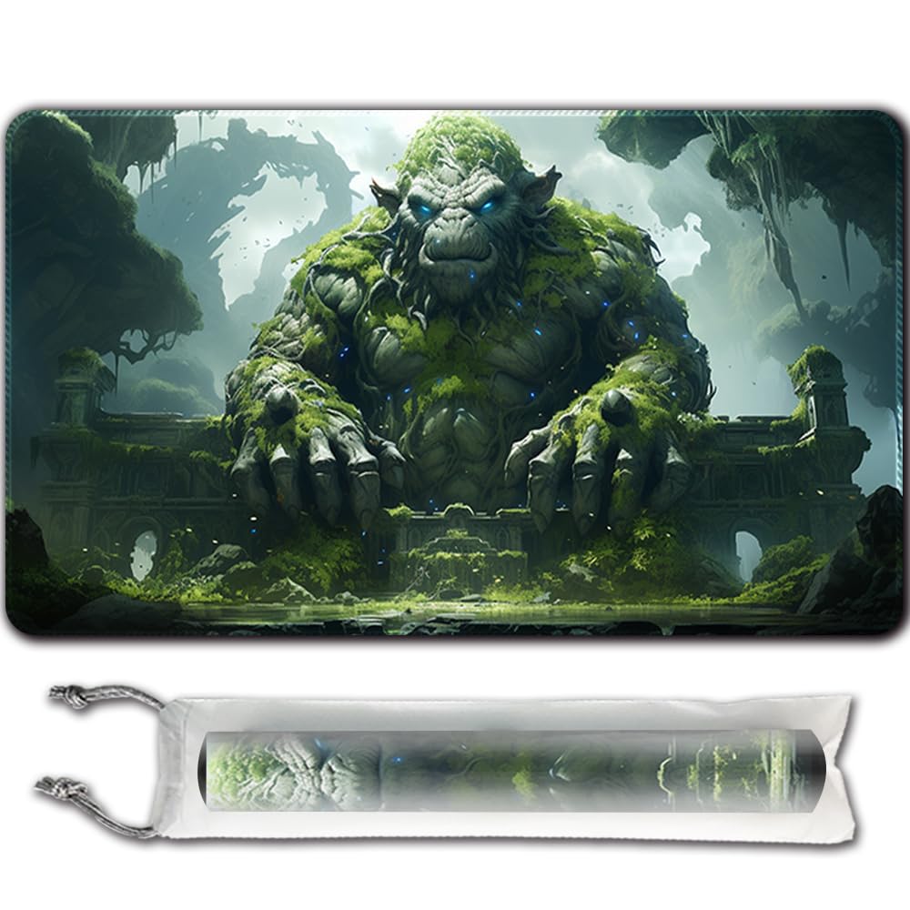April Space Playmat Board Game MTG Duel Playmat Trading Card 23.6 x 13.8in Game Mat Stitching Edges Compatible for TCG CCG RPG OCG with Card Zones + Free Waterproof Bag (No Zone,Gorilla)