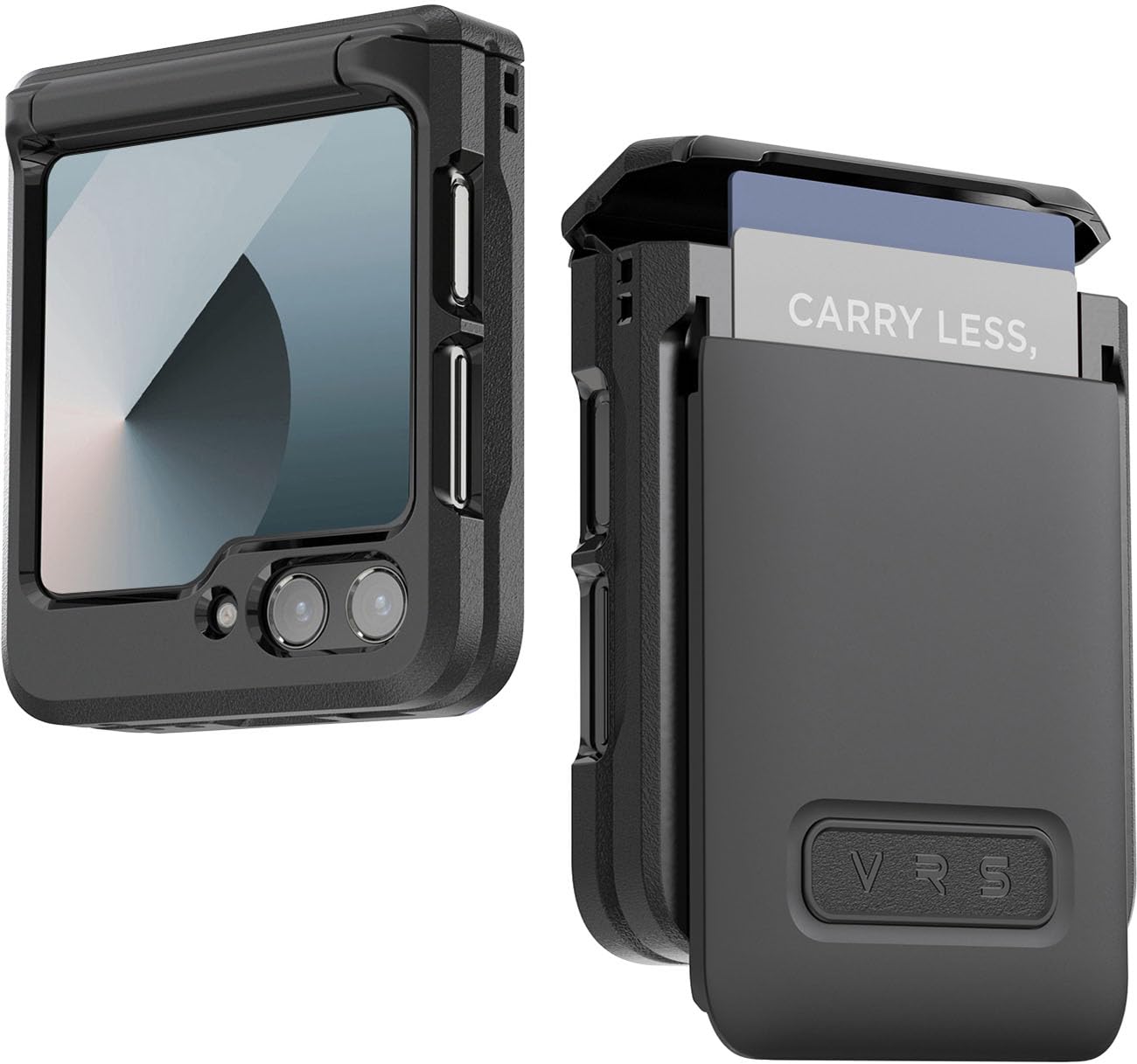 VRS DESIGND-Wallet Pebble for Samsung Galaxy Z Flip 6 case cover wallet [2 Card Holder Slot] with [Hinge Protection] - Black