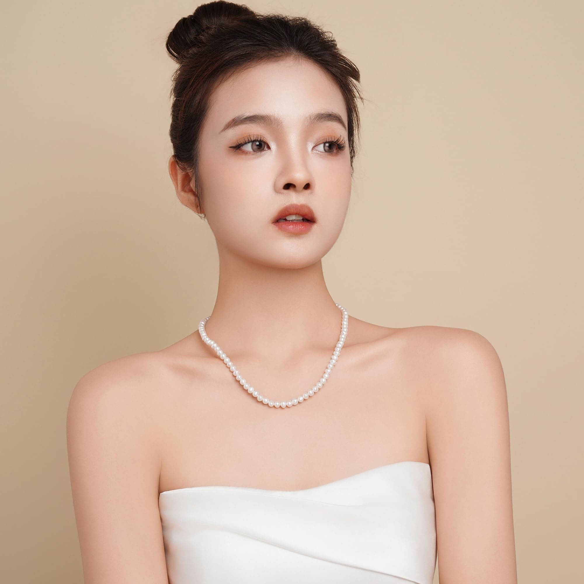 Perlenkette Perlen Halskette Süßwasser Zuchtperlen Schmuck Ketten enthalten luxuriösen Geschenk Box für Damen Geschenke für Geburtstags,Hochzeit
