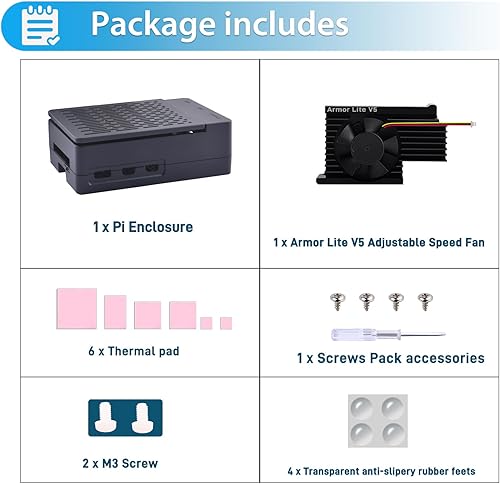 Miniatura 9 de GeeekPi Funda ABS con ventilador de refrigeración para Raspberry Pi 5, Pi 5 Caso con ventilador disipador de calor para Raspberry Pi 5 8GB 4GB