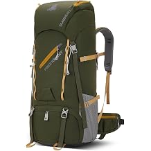 Bseash 65L Waterproof Hiking Camping Backpack with Rain Cover, Outdoor Sport Travel Daypack for Climbing Touring Army Green