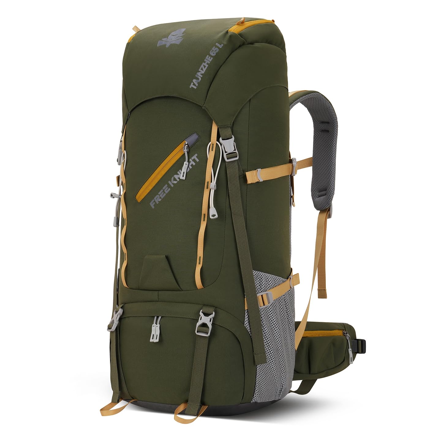 Bseash 65L Waterproof Hiking Camping Backpack with Rain Cover, Outdoor Sport Travel Daypack for Climbing Touring (Army Green)