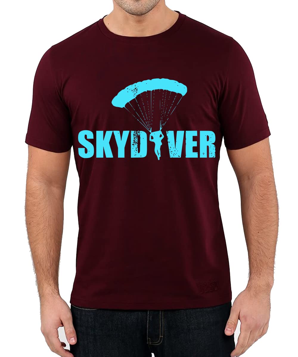 CaseriaMen's Cotton Printed T-Shirt -Skydiver | 100% Cotton | Half Sleeves | Regular Fit | Printed | Round Neck | Graphic T Shirt
