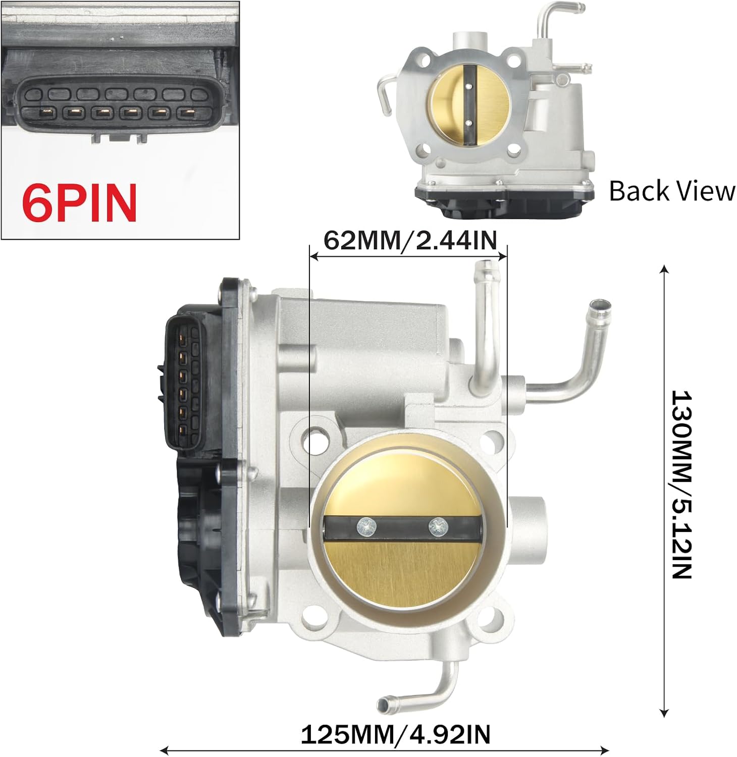 22030-0H041 Throttle Body Assembly Replacement for Camry 2004-2006 Highlander 2004-2007 RAV4 2004-2005 Solara 2004-2006 tC 2005-2007 xB 2004-2006 with 3 pipes