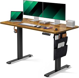 Marsail Standing Desk Adjustable Height, 48x24 Inch Electric Standing Desk with Storage Bag, Stand up Desk for Home Office Computer Desk Memory Preset with Headphone Hook