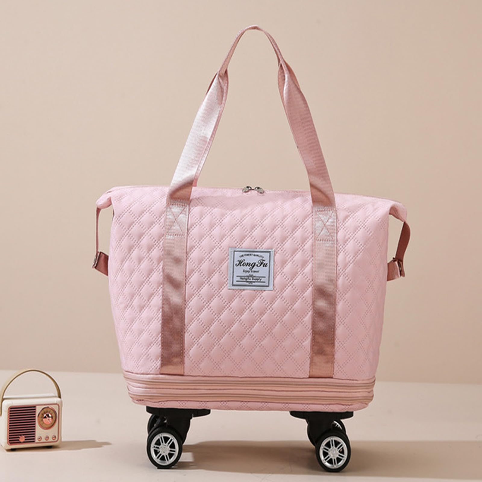 Bolsa de viaje con ruedas, expandible, bolsa de gimnasio, bolsa de fin de semana, bolsa de equipaje de gran capacidad, bolsa de fitness plegable, Black