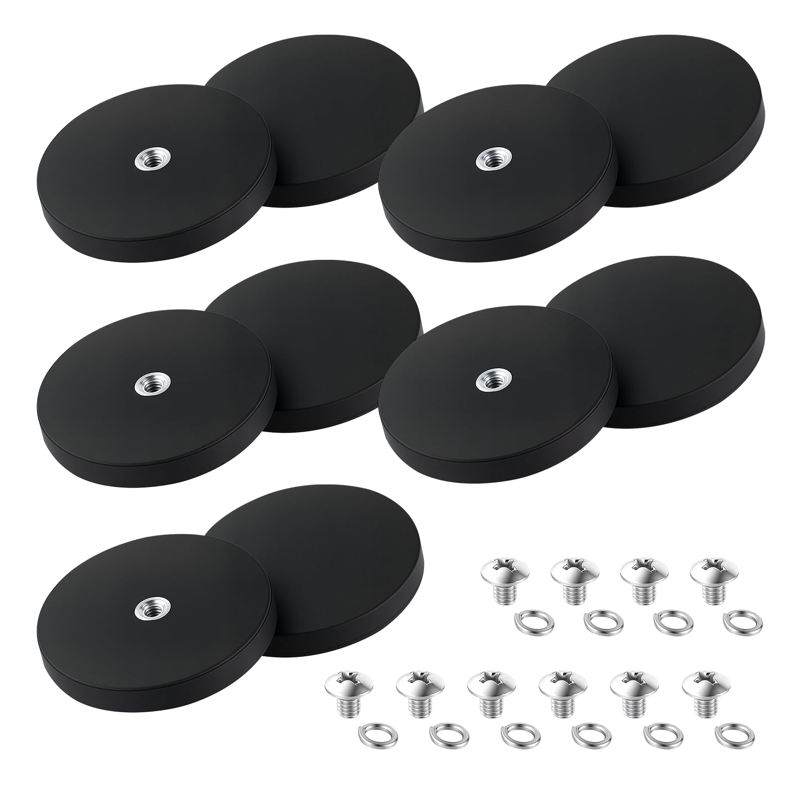 4PC Rubber Coated Mounting Magnets, Anti-Scratch, 30LBs Neodymium Magnet Base with M4 Threaded Studs, for Light Strip, Cameras, Tools and Machines, Outdoor — Amazon image 8