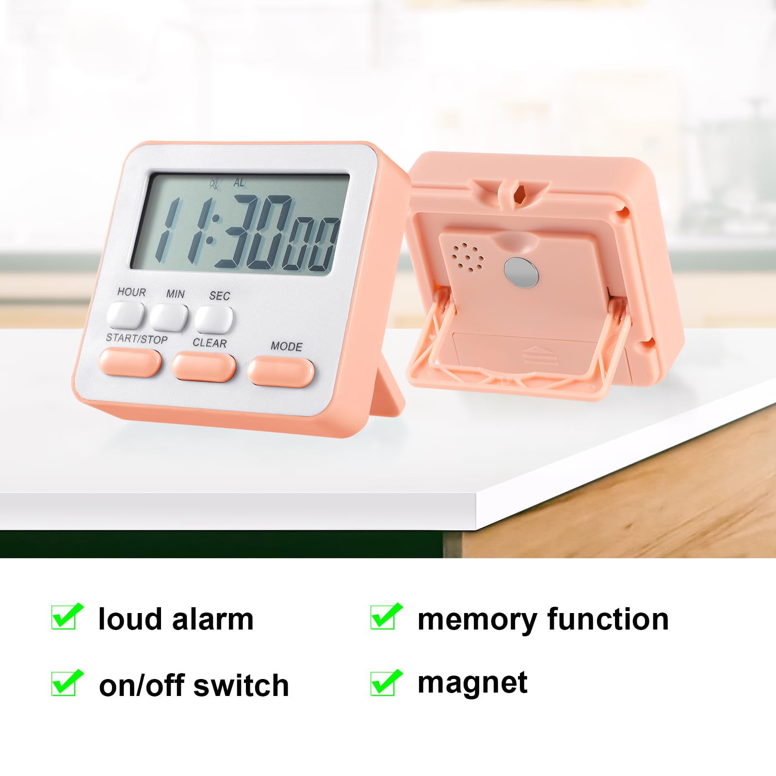 Weewooday 12 timer digitale da cucina magnetico, conto alla rovescia, conto alla rovescia, grandi cifre, sveglia forte, carino, da scrivania, cronometro, per insegnanti, bambini, cucina, ufficio