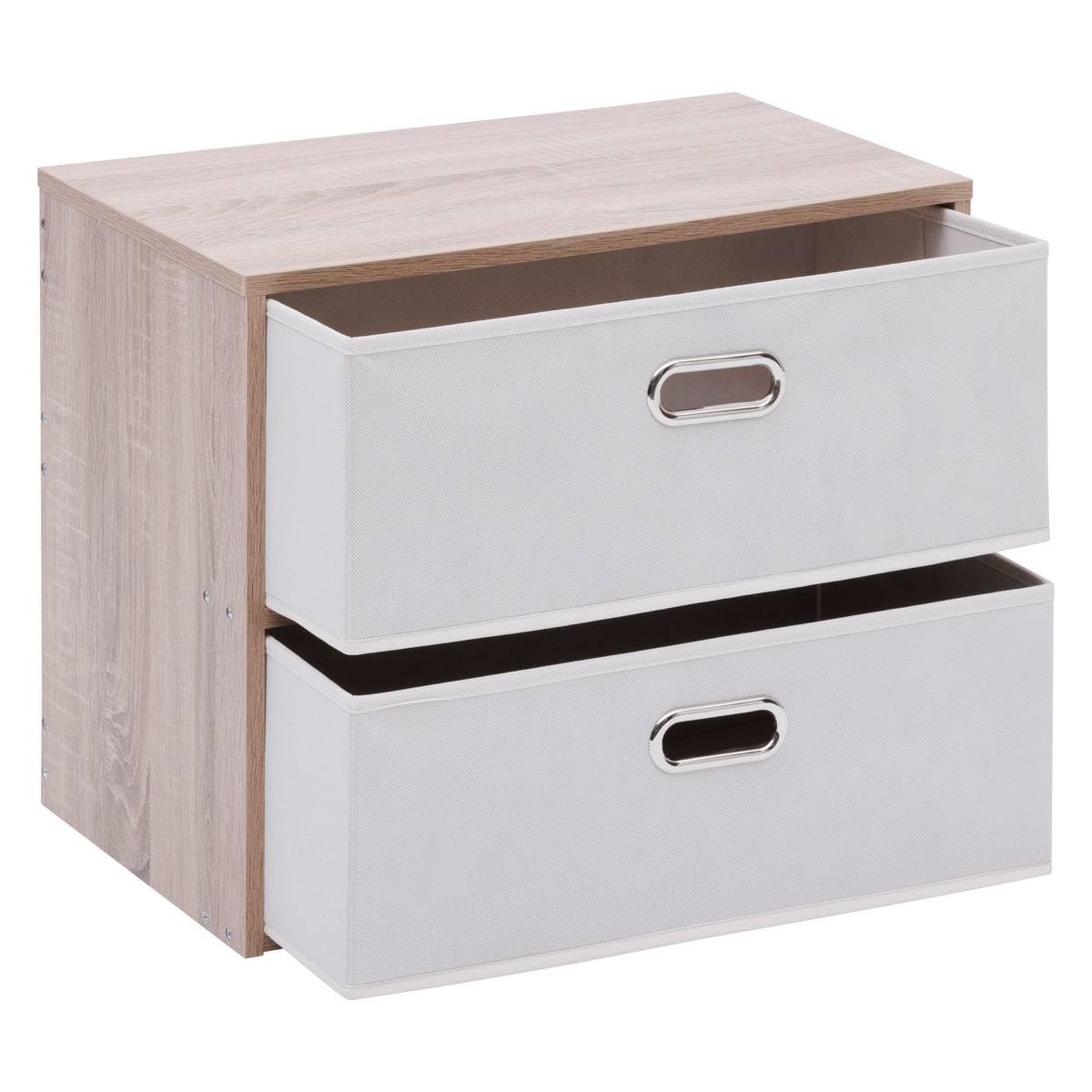 5 five simply smart 5Five - Cassettiera beige in fibra di legno - 2 cassetti - 50x30x40 cm - Mobile contenitore funzionale, ideale per organizzare la camera da letto.
