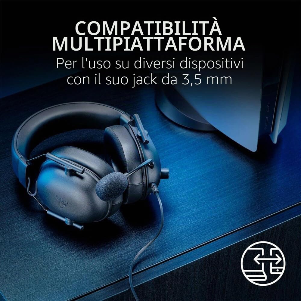 Razer BlackShark V2 X PlayStation Gaming Headset: 50 mm Drivers - Cardioid Mic - Lightweight - Comfortable, Noise Isolating Earcups - for PS5, Xbox Series X, PC, Switch via 3.5 mm Audio Jack - Black