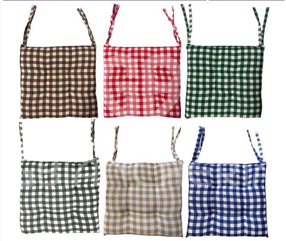GBiancheria Cuscini Sedie Quadretto Rosso 40x40cm con laccetti e morbida imbottitura confortevole 6 Cm Made in Italy (4)