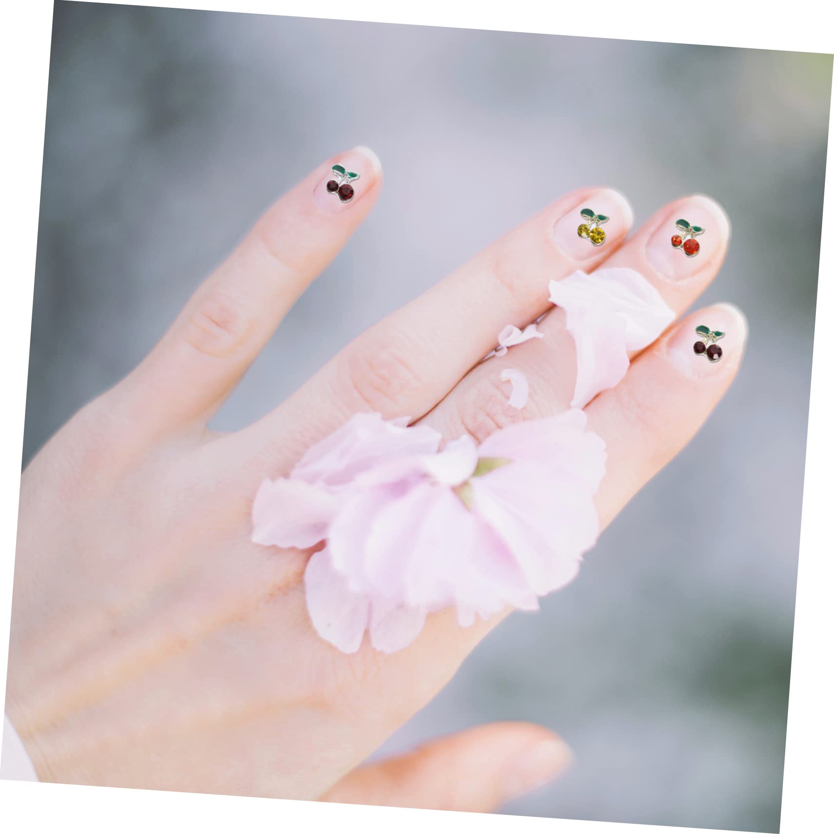 Healvian 120 Piezas accesorios de arte de uñas de diamantes de imitación decoración uñas decoraciones uñas gemas de uñas de cereza adornos de brillo pedrería joyas encantos de uñas clavos